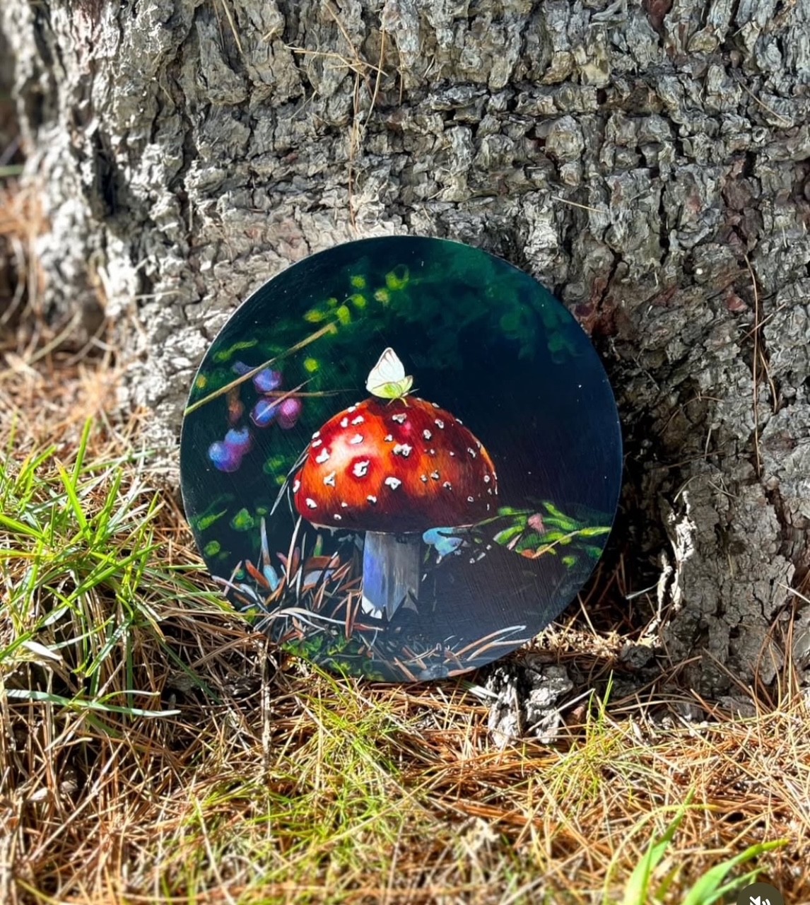 'The Forest Floor' acrylic on round (200mm d) 