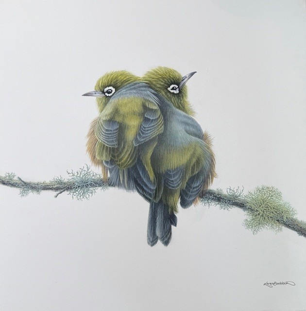 “Silvereyes I” oil on panel, 630 x 640 mm framed