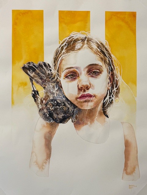 Tyler Kennedy Stent – “Pigeon Hold (Politics of Inevitability)’ Watercolour of fine art paper 495 x 645 mm UNFRAMED