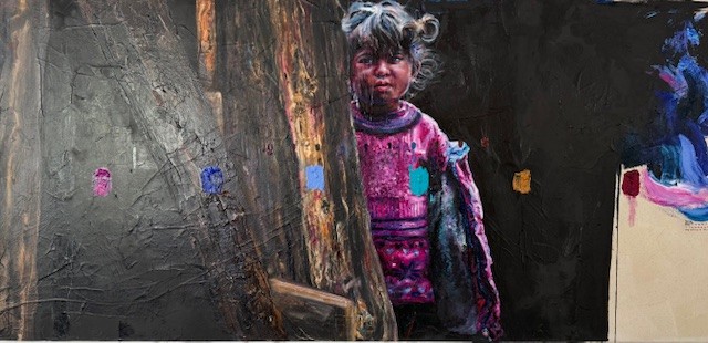 'Escape Unscathed (what remains to keep ?) - oil on canvas 1505 x 700mm