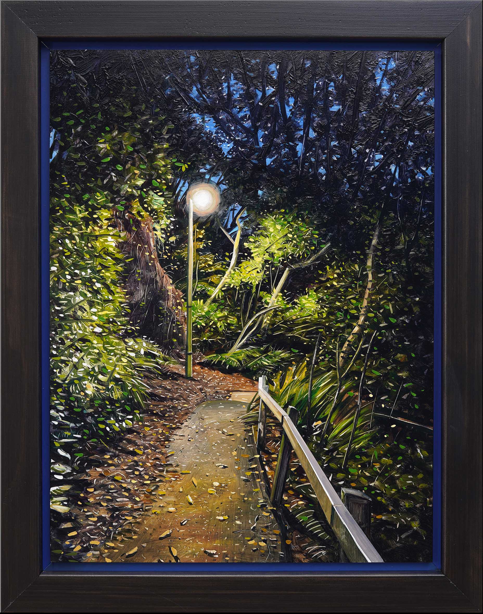 'Path down to Queens Drive' oil on panel 63 x 50 cm framed 