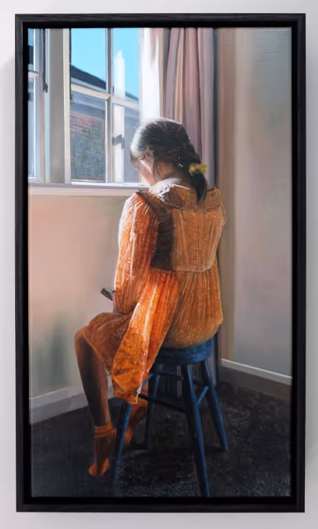  Lifeguard (oil on linen) 250 x 450mm (plus tray frame) 