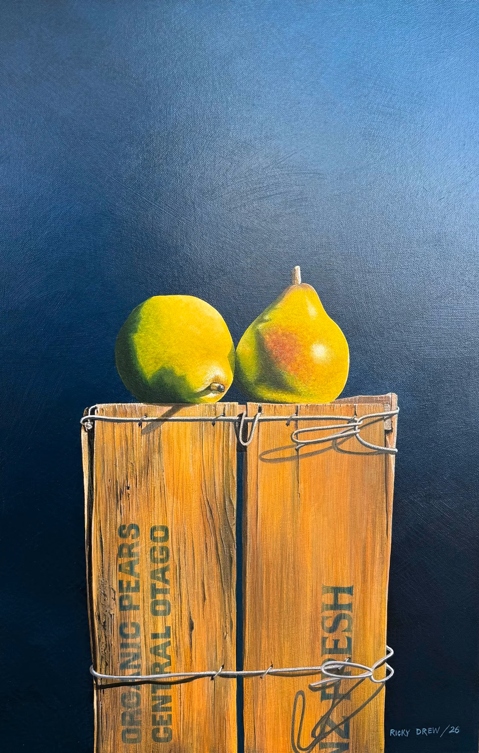 'Fresh Pears' acrylic on canvas, 510 x 760 mm
