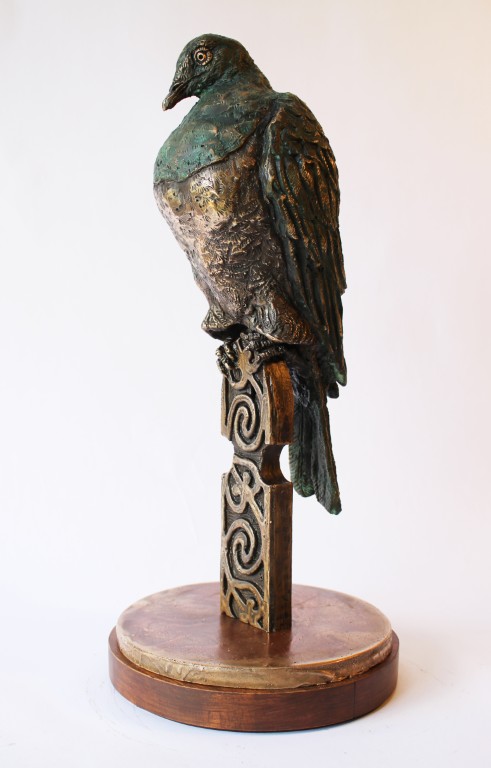 Faithful Kereru on single picket (limited edition bronze) 