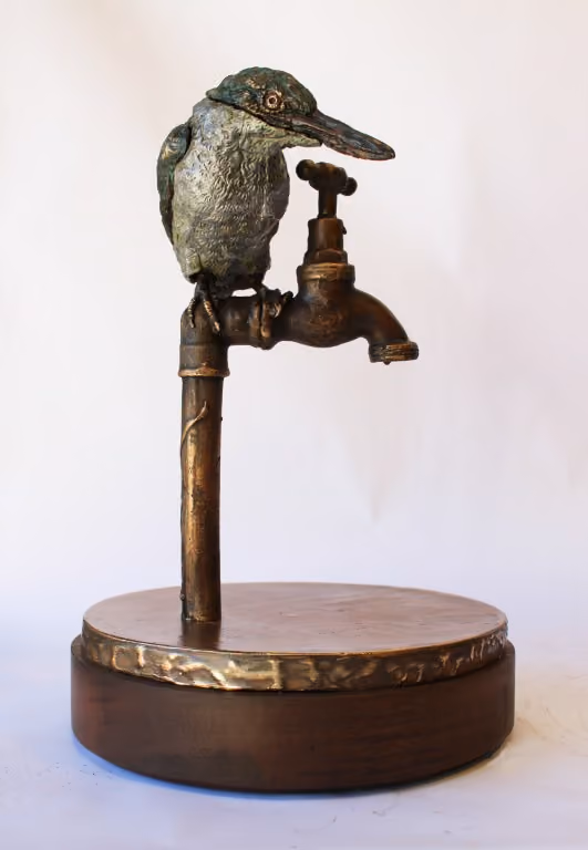Kotare on Tap (limited edition bronze & aluminium sculpture) 