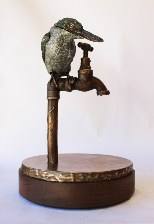 Kotare on Tap (limited edition bronze & aluminium sculpture) 