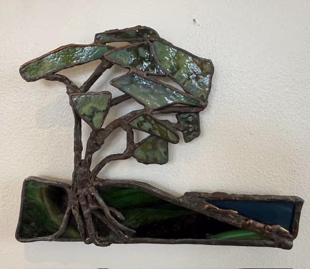"Holding the Coast" (wall-hanging glass / mixed media) 165 x 218 mm