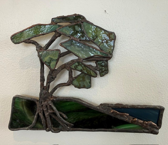 "Holding the Coast" (wall-hanging glass / mixed media) 165 x 218 mm