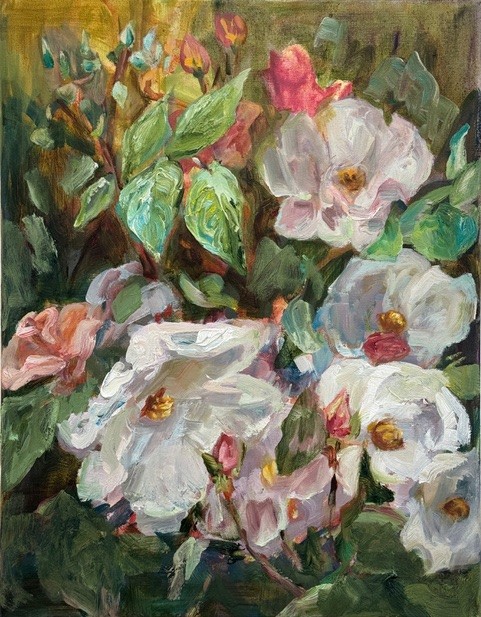 An Audience, oil on canvas, 350w x 450h mm
