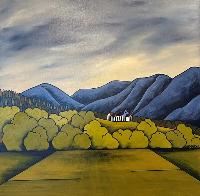 "Worship" (old Catholic church, Heriot) acrylic on canvas, 760 x 760mm 