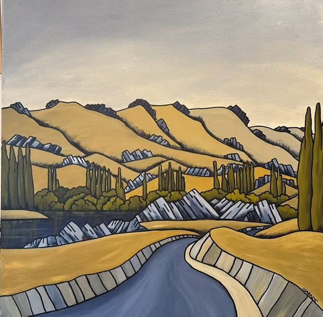 'The Road Home VI - Butchers Dam", acrylic on canvas 760 x 760 mm 