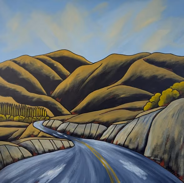 'The Road Home II - at Gorge Creek" acrylic on canvas, 760 x 760 mm 