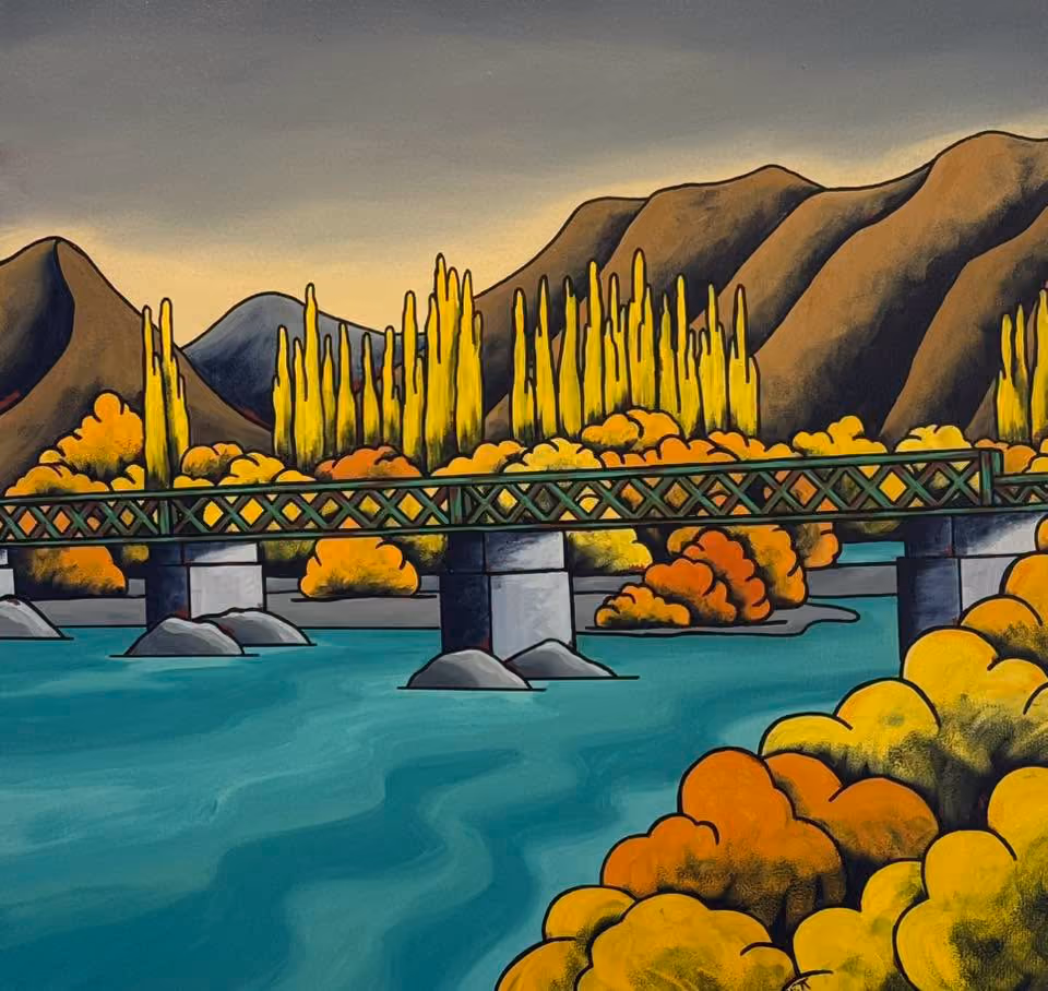 "Old Bridge at Beaumont" acrylic on canvas, 760 x 760mm