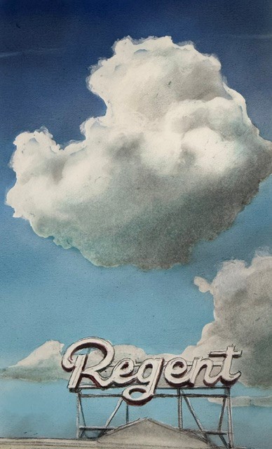 'Cloudscape - Regent Theatre' (oil & charcoal on fine art paper, 190 x 280mm uf)