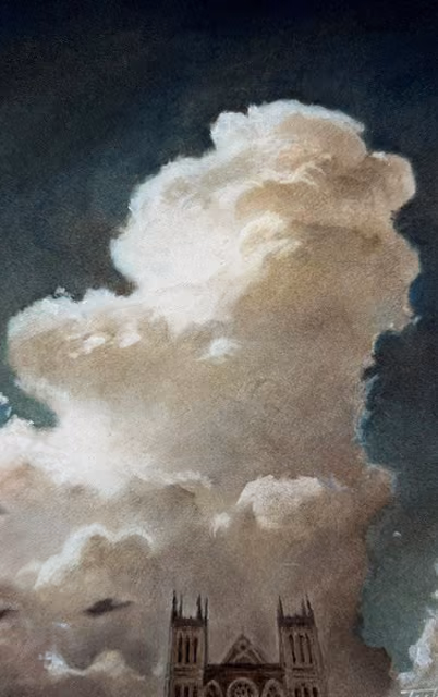 Cloudscape - St Pauls Cathedral (oil & charcoal on fine art paper, 190 x 280 mm uf) 