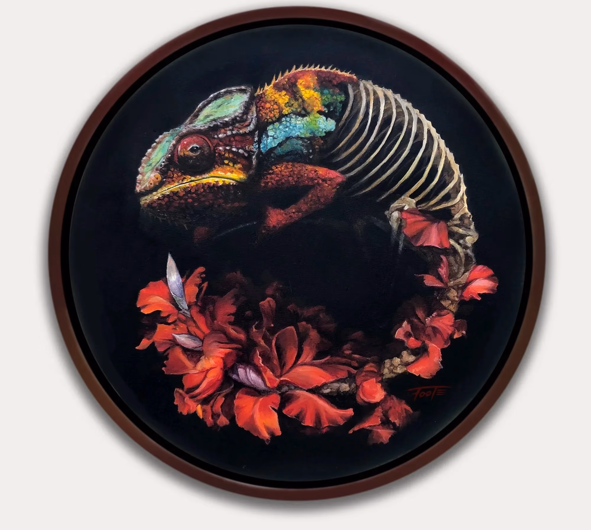 'Cycle of Life' acrylic on canvas, framed 424 mm d 