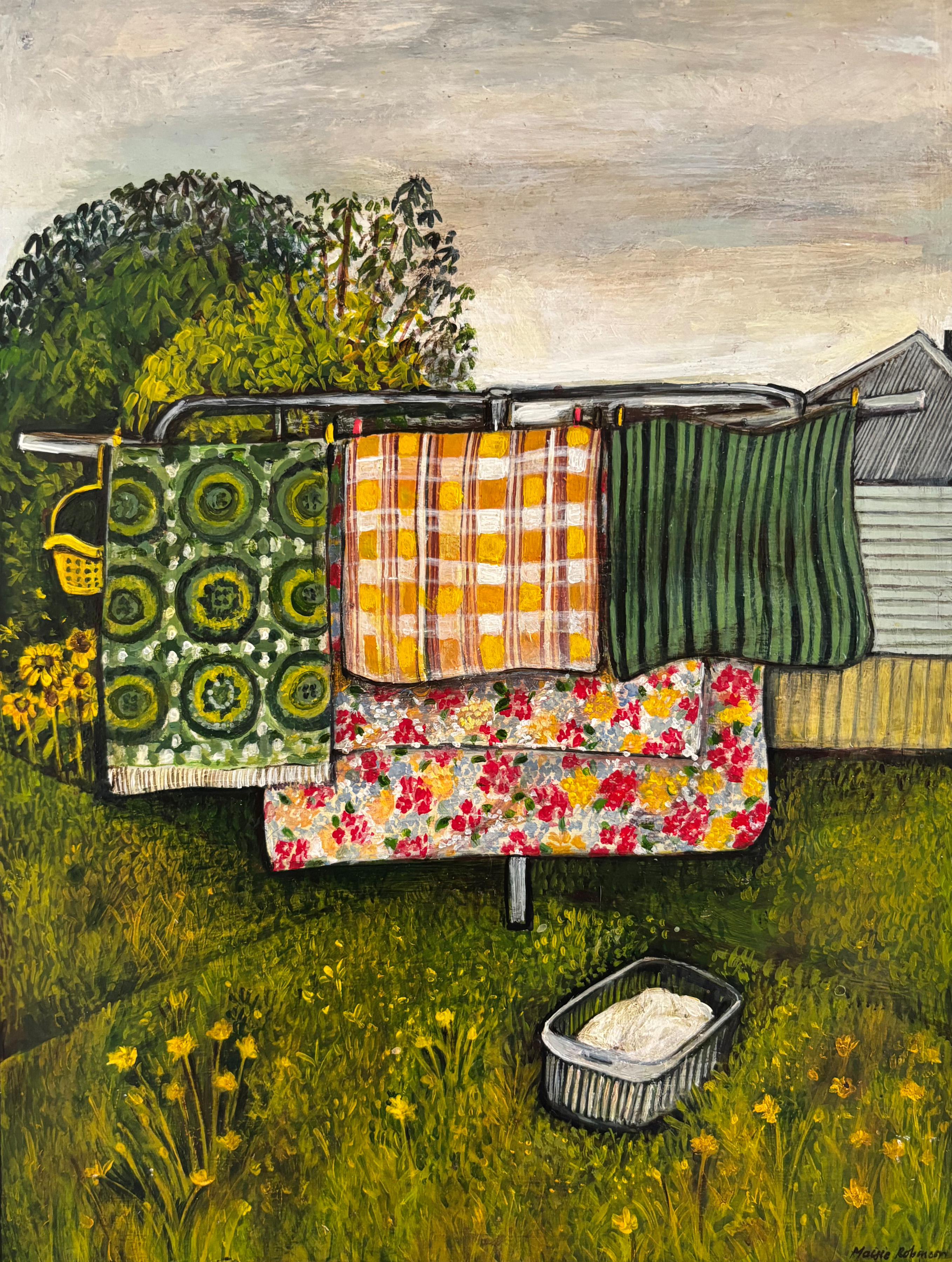 'More Washing" acrylic on cradled panel, 230 x 305 mm