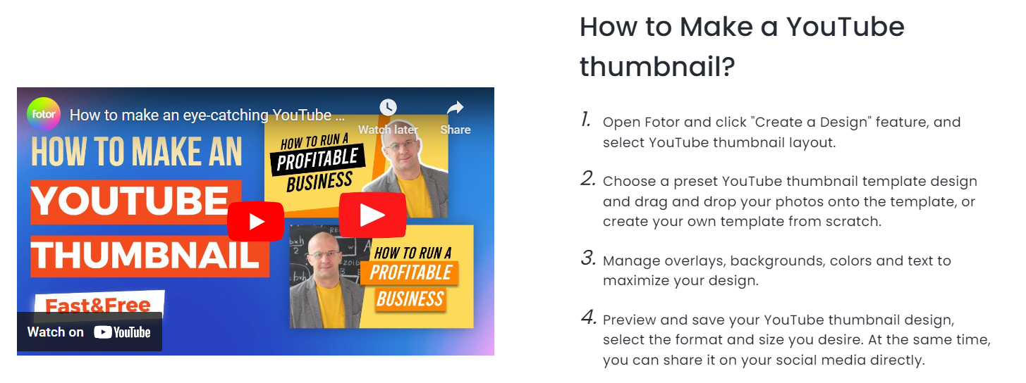 Fotor workflow for creating youtube thumbnail.