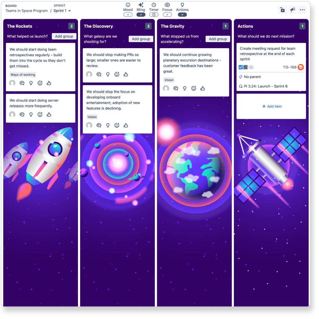 Easy Agile TeamRhythm Retrospective UI
