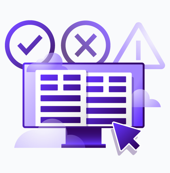 Vector image of a monitor displaying a side-by-side comparison