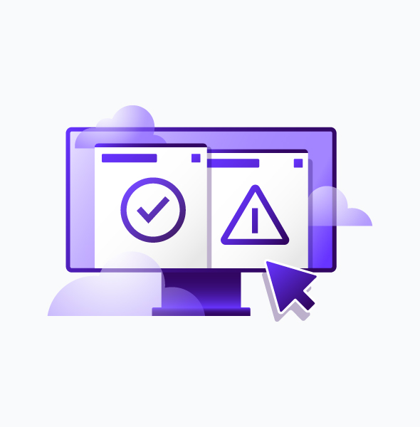 Vector image of a monitor displaying a side-by-side comparison