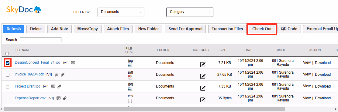 File Checkout - Tvarana