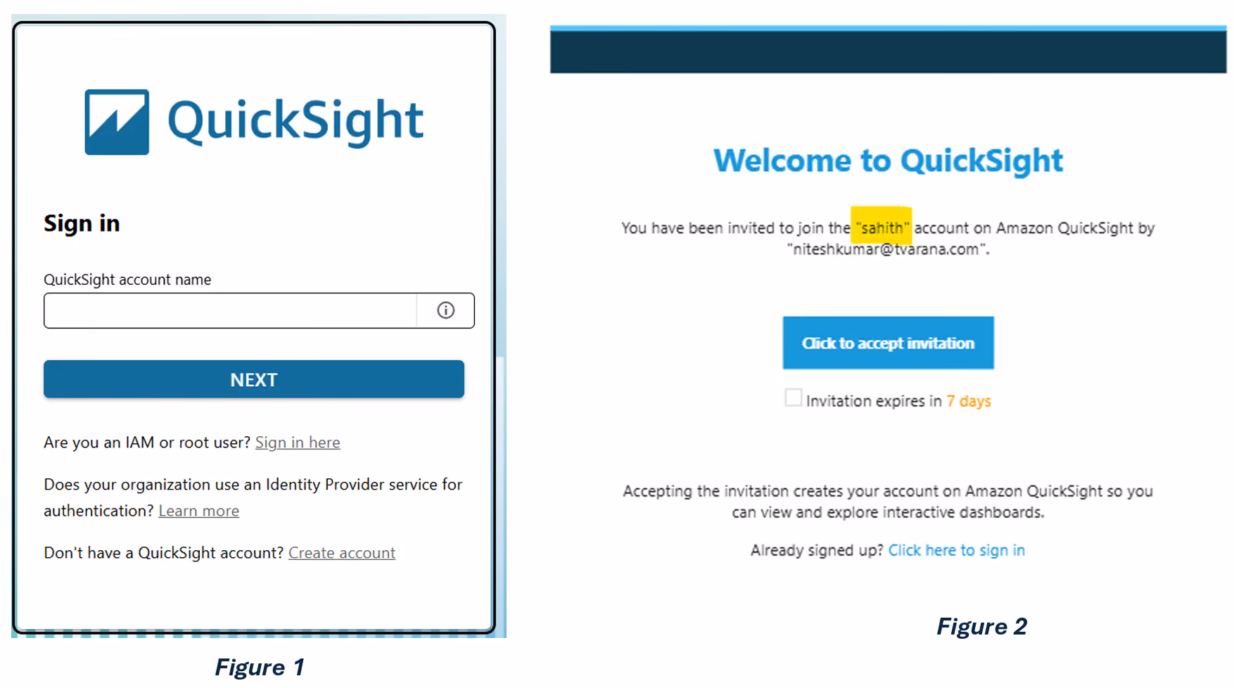 Amazon Quicksight account name