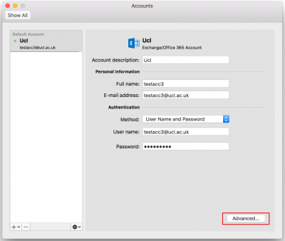 Fig 2. Location of the Advanced button