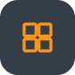 Icon with four orange squares arranged in a grid pattern on a dark rounded square background.