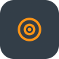 Icon of concentric circles with a dot in the center in orange on a dark rounded square background.