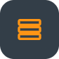 Icon of a hamburger menu with three horizontal orange lines inside a dark rounded square button.