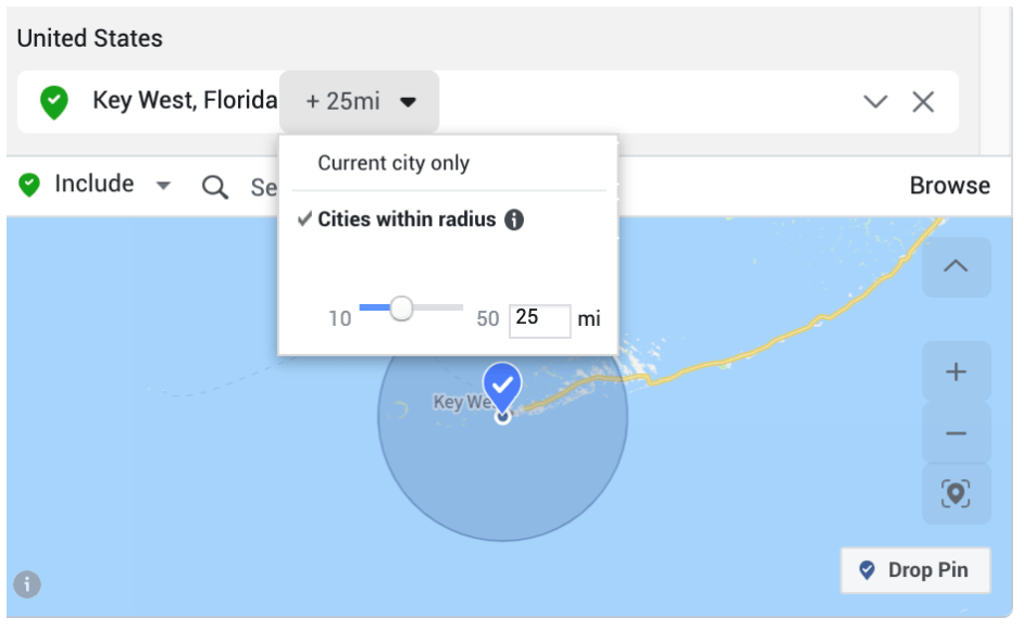 You probably already know about location targeting, which allows you to select radius targeting or target the city only.