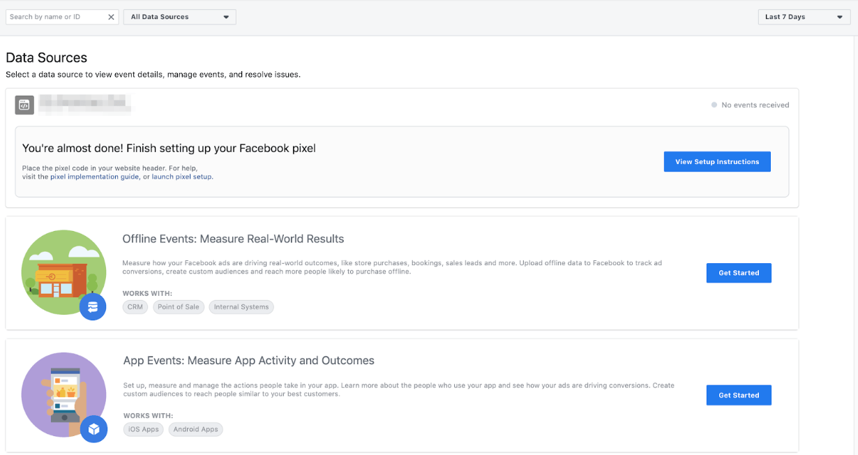 Click “View Setup Instructions” to see how to create your pixel.
