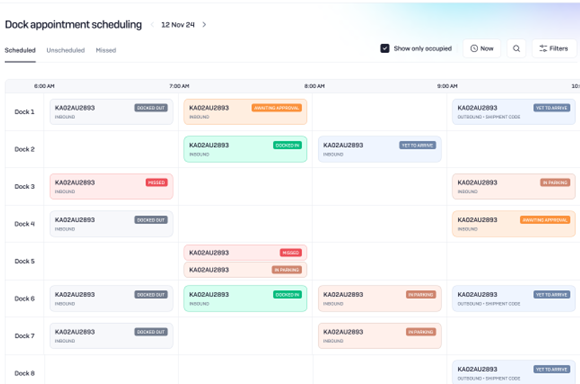 Dock appointment scheduling interface for Vehicle Appointment Scheduling feature