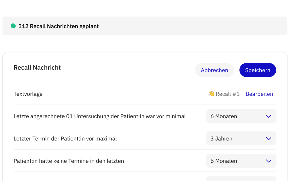 Recall-Einstellungen in Roger