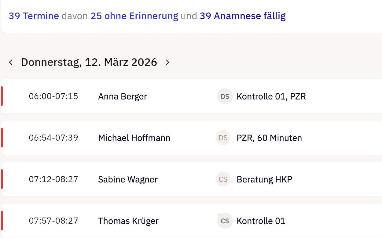 Terminübersicht in Roger