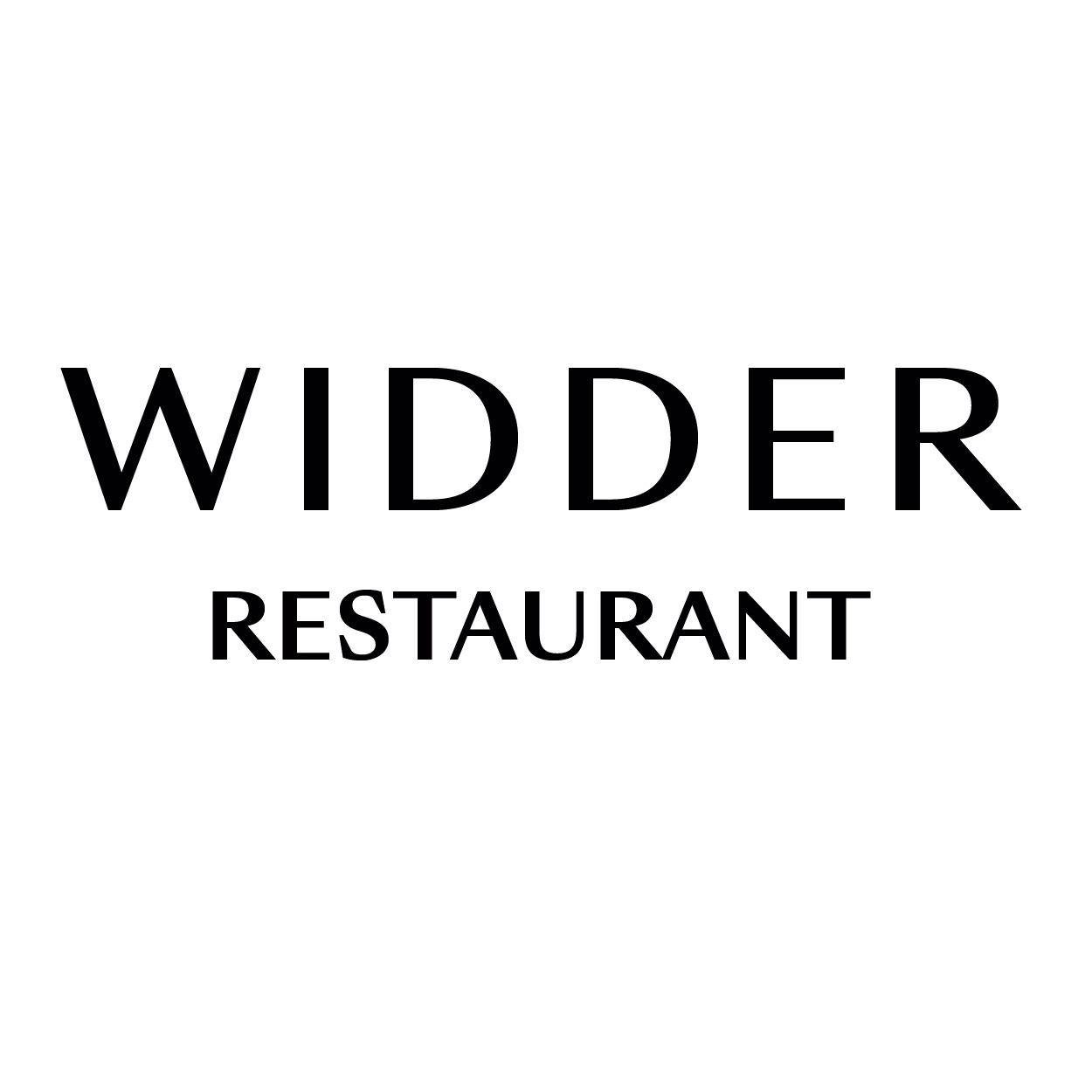 Widder Restaurant Schriftzug in schwarzer Schrift.