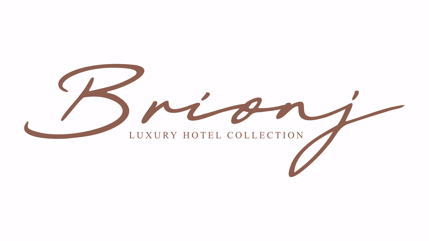 Logo der Brionj Luxury Hotel Collection in eleganter kupferfarbener Schrift auf weissem Hintergrund.