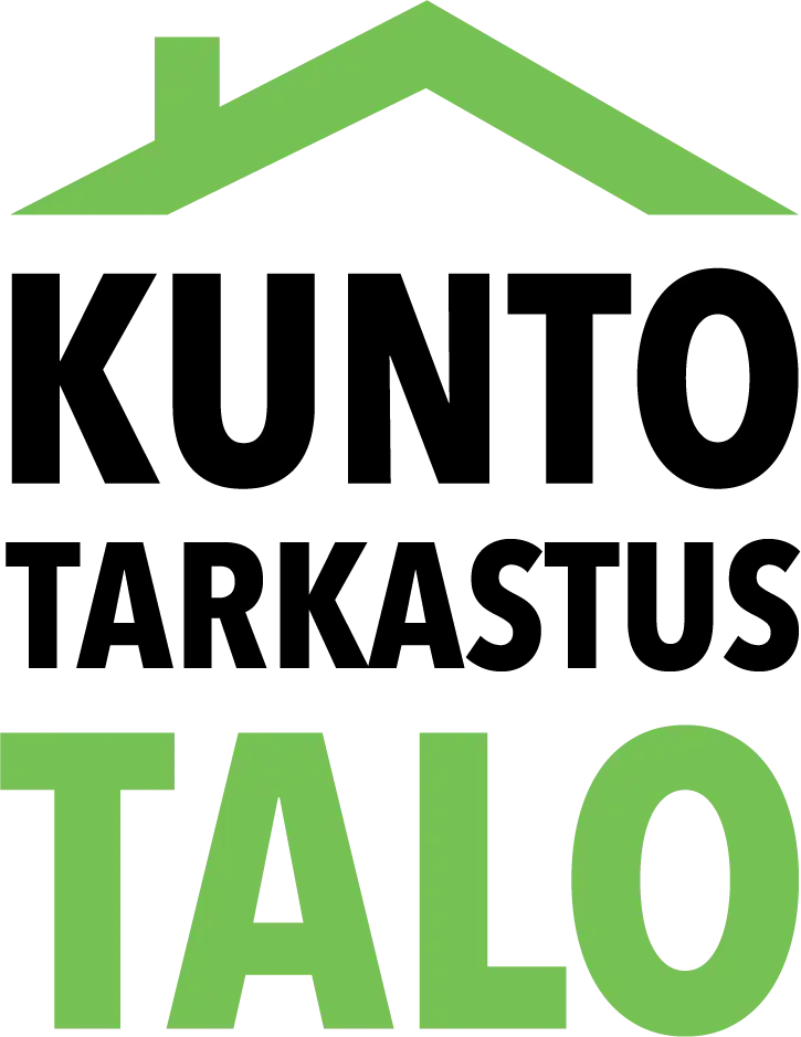 Vihreä katto ja teksti "TALO" mustalla taustalla.