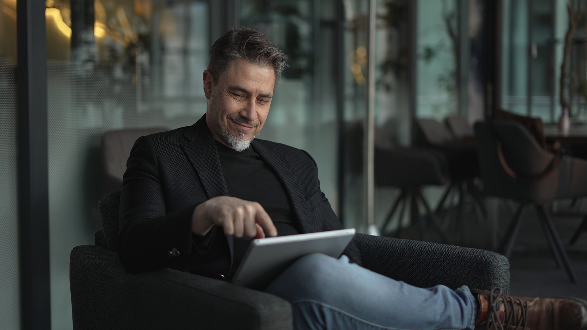 entrepreneur using a tablet