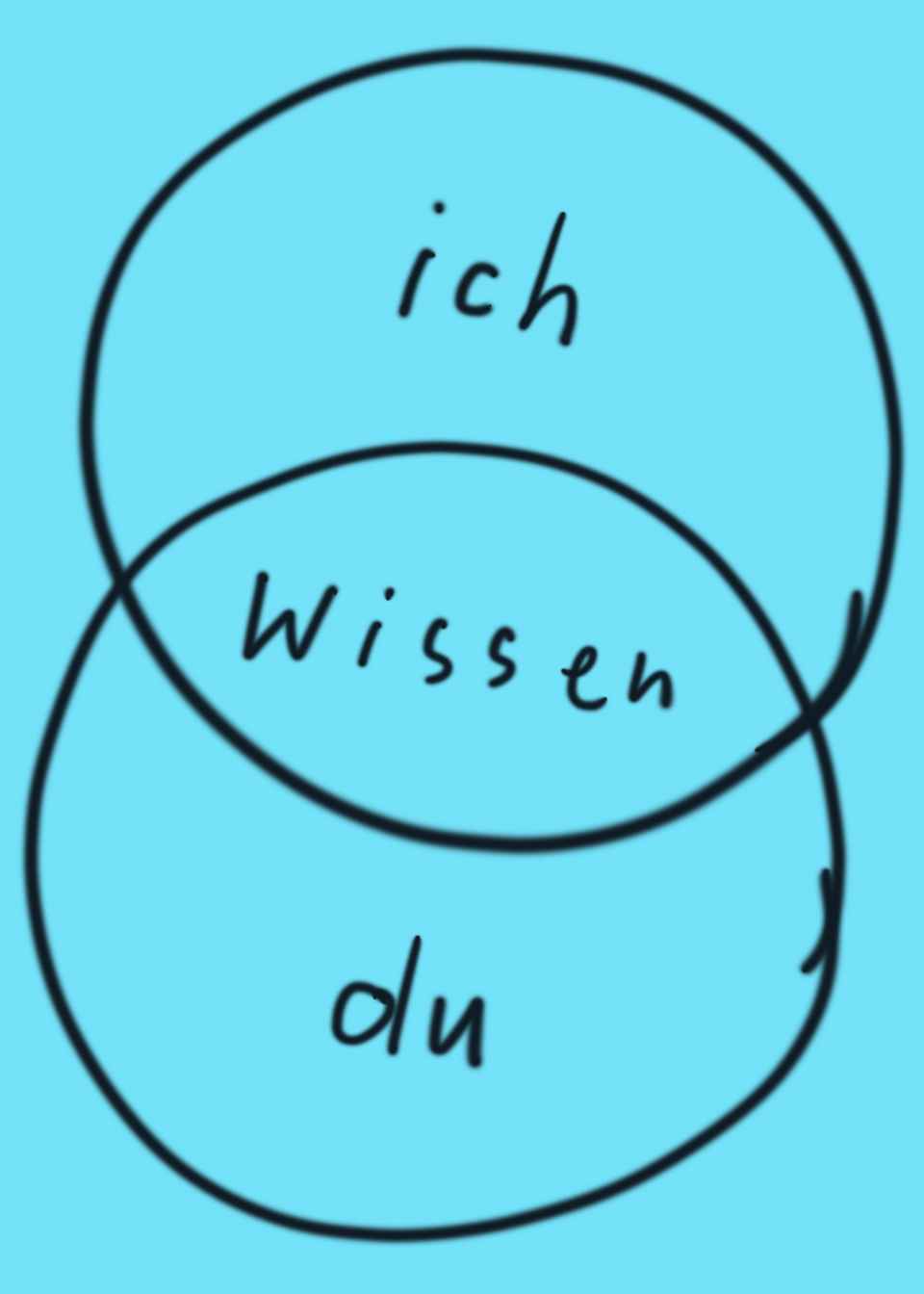 Venn-Diagramm aus den Kreisen «ich» und «du» mit dem Wort «Wissen» in der Schnittmenge.