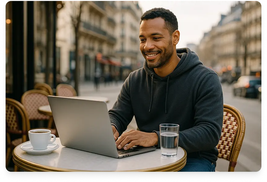 happy man on laptop