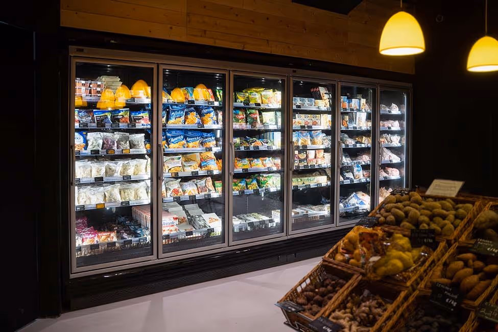 Full-height multi-deck refrigeration cabinet