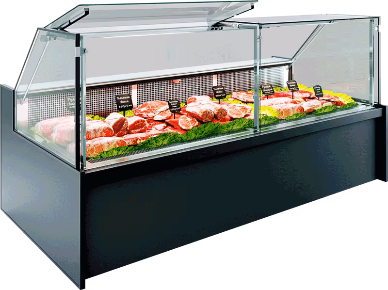 A serve-over refrigeration counter