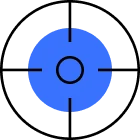 Icône de cible bleue avec un cercle au centre et un réticule.