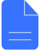 Icône de document bleue avec un coin supérieur droit plié et deux lignes horizontales blanches.