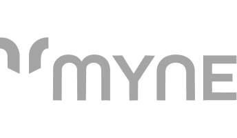 Logo with stylized text 'MYNE' in uppercase letters.