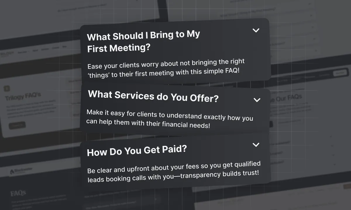 Graphic of 3 different FAQs