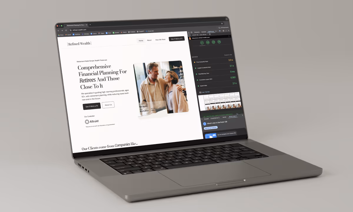 Macbook with a Google Lighthouse report open