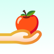 Illustration representing an apple being harvested.